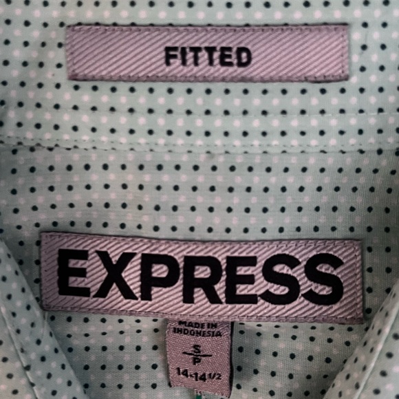 Express Men's Mint Checkered Button Down Shirt - Picture 2 of 2